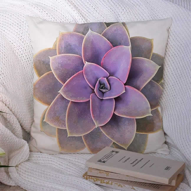 Funda de almohada estampada con echeveria Perle Von Nurnberg